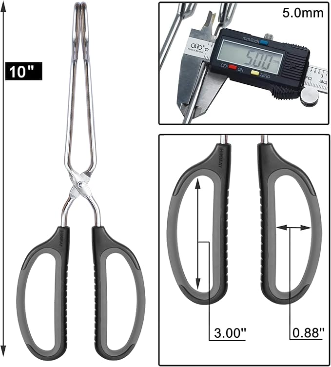 Scissor Tongs 10-Inch Stainless Steel Scissor Style Tongs (Black Handle)