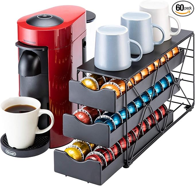 FlagShip Nespresso Vertuo Pod Holder 60 Large Pods Capacity 3 Tier | Vertical by FlagShip