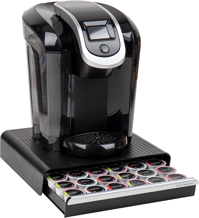 Mind Reader Single Serve Coffee Pod Drawer, 36 Pod Capacity, Countertop Organizer, Breakroom, 12.75"L x 13"W x 3"H, Black