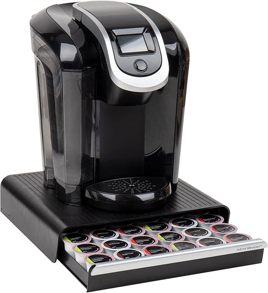Mind Reader Single Serve Coffee Pod Drawer, 36 Pod Capacity, Countertop Organizer, Breakroom, 12.75"L x 13"W x 3"H, Black