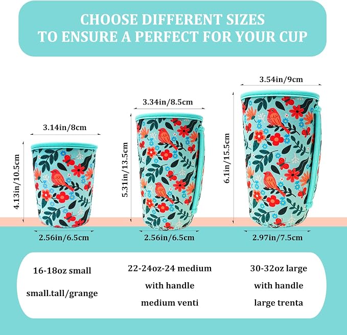 KJQJLY 3 Pack Reusable Iced Coffee Sleeves - Image 2