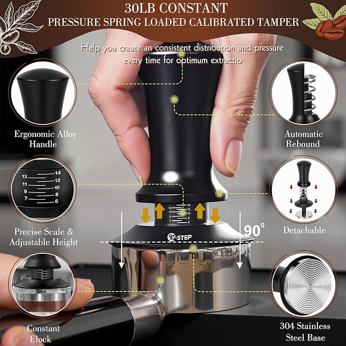 Y-Step 8 Pcs Espresso Accessories Kit, 53.3mm Espresso Tamper Kit Espresso Tools - Image 3