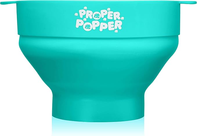 The Original Proper Popper Microwave Popcorn Popper, Silicone Popcorn Maker, Collapsible Bowl BPA Free & Dishwasher Safe - (Aqua)