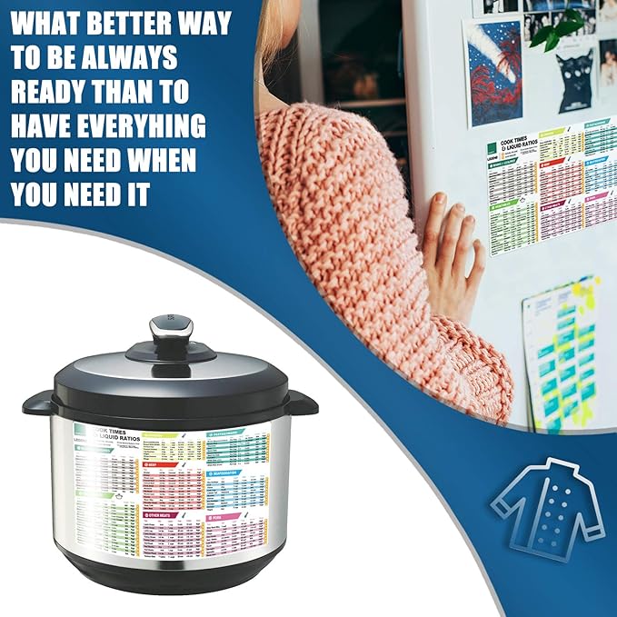 Instant Pot Cheat Sheet Magnet Set Accessories Quick Reference Guide - Healthy Handy Kitchen Recipe Cookbook