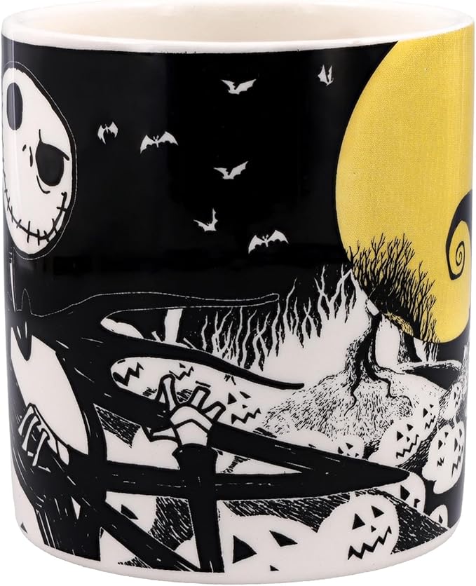 Silver Buffalo Disney Tim Burton's Nightmare Before Christmas Jack Skellington and Moonlight Snake 3D Sculpted Handle Ceramic Mug, 20 Ounces