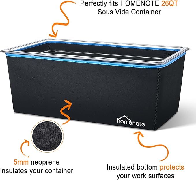 HOMENOTE Large Sous Vide Container 26 Quarts with Lid,Complete Sous Vide Accessories Kit BPA Free,Compatible with Anova and Most Sous Vide Cookers（Comes with 2 Sous Vide Racks and Insulating Sleeve）