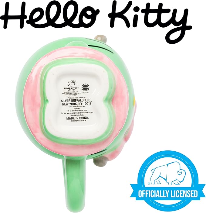 Silver Buffalo Sanrio Hello Kitty Halloween Frankenkitty Pink Dress Ceramic 3D Sculpted Mug, 20 Ounces