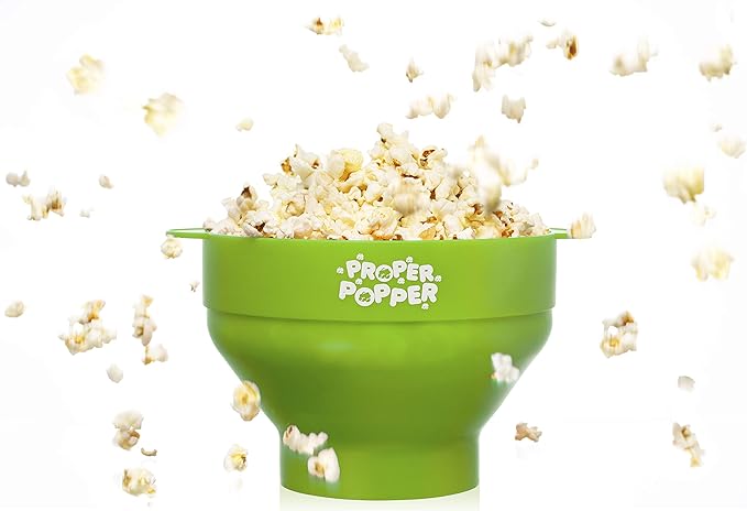 The Original Proper Popper Microwave Popcorn Popper, Silicone Popcorn Maker, Collapsible Bowl BPA Free & Dishwasher Safe - (Green)
