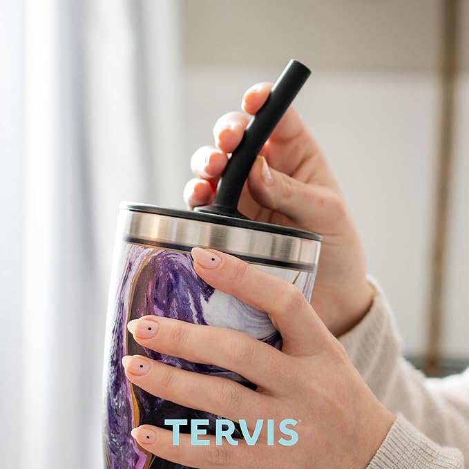 Tervis Traveler Kelly Ventura - Floral Collection Triple Insulated Tumbler Travel Cup Keeps Drinks Cold & Hot, 30oz with Straw Lid, Posy