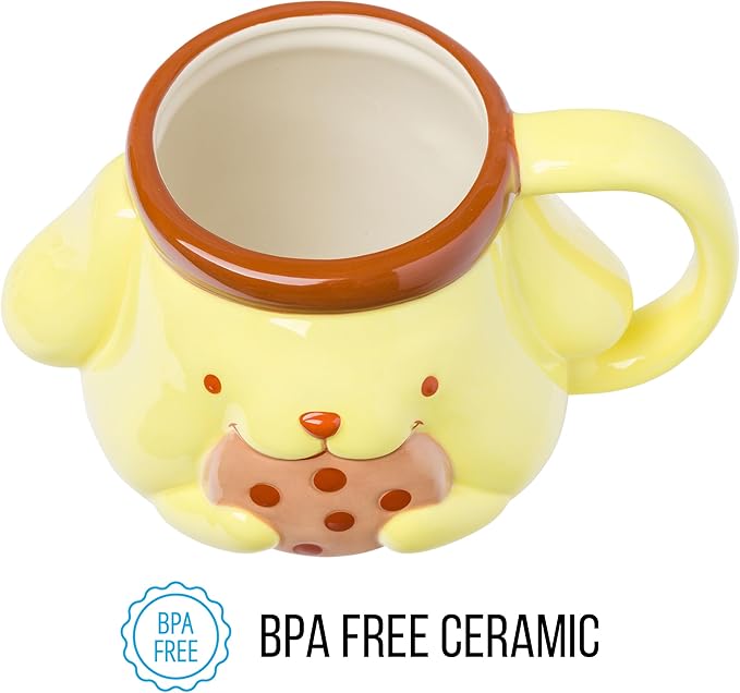 Silver Buffalo Sanrio Hello Kitty and Friends Pompompurin Ceramic 3D Sculpted Mug, 20 Ounces