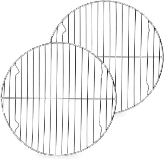 P&P CHEF 10½ Inch Cooking Rack Round, Stainless Steel Round Rack for Cooking Cooling Steaming Baking, Fit Air Fryer Pot Pressure Cooker, 2 Pack -Oven & Dishwasher Safe,