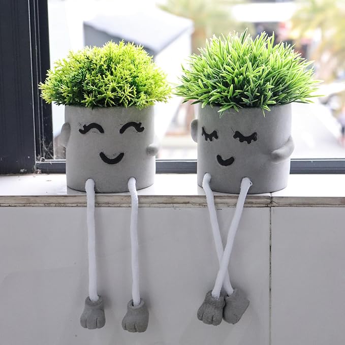MAKHOT Set of 2 Artificial Succulent Plants in Pots, Fake Plant Faux Succulents - Image 6