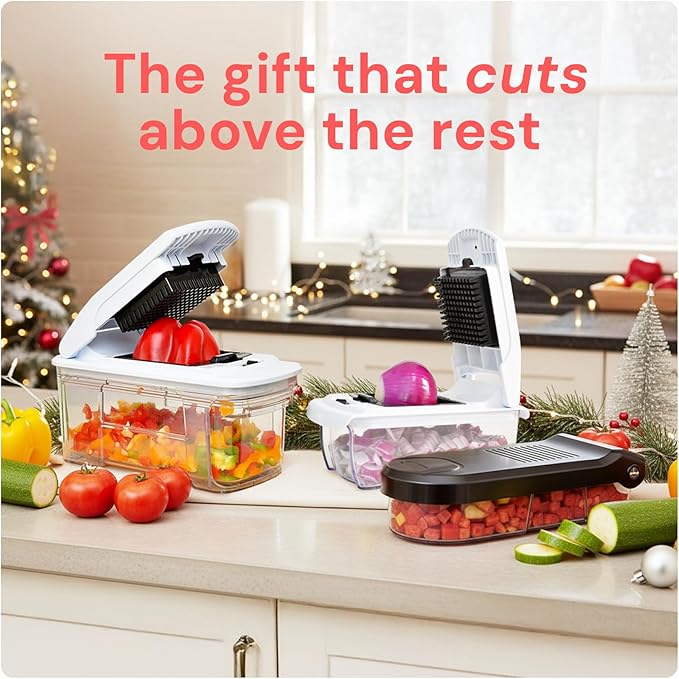 Fullstar Mandoline Slicer for Kitchen - Vegetable Chopper, Onion Potato Food Veggie Fruit Slicer and Cutter with Container, Kitchen Gadgets & Gifts, Home Essentials (4 in 1, Black)