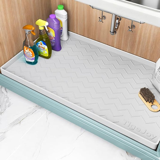 TigeJoy 37" x 22" Under Sink Mats for Kitchen Waterproof, Leak-Proof Silicone Mat Sink Protector and Cabinet Liner, Kitchen Essentials Organizer and Storage, Boot or Shoe Tray, Pet Feeding Mat