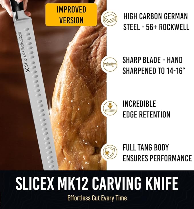 Brisket Knife - 12" Premium BBQ Carving Knife Full Tang Razor Sharp - Gift for Dad From Wife, Son, Daughter