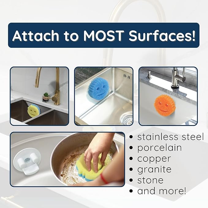 BeraTek Scrub Daddy Sponge Holder for Kitchen Sink - Stop Soggy Sponges, In Sink Sponge Holder with Suction Cup - Sponge Daddy Caddy, Scrub Mommy Compatible - Black, 1 Pack