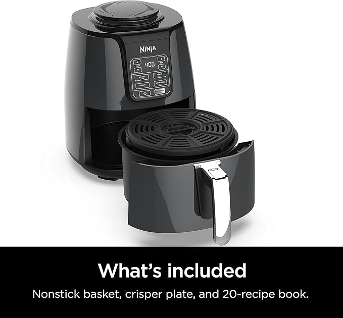 Ninja | Air Fryer | 4 QT Capacity | 4-in1 Roast, Crisp, Roast, Reheats, & Dehydrates | Dishwasher Safe Parts | Includes 20 Easy & Healthy Recipes | Compact | Grey | AF101