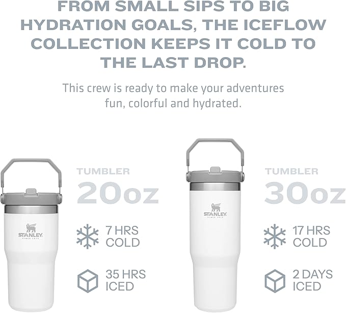 Stanley IceFlow Stainless Steel Tumbler - Vacuum Insulated Water Bottle for Home, Office or Car Reusable Cup with Straw Leak Resistant Flip Cold for 12 Hours or Iced for 2 Days