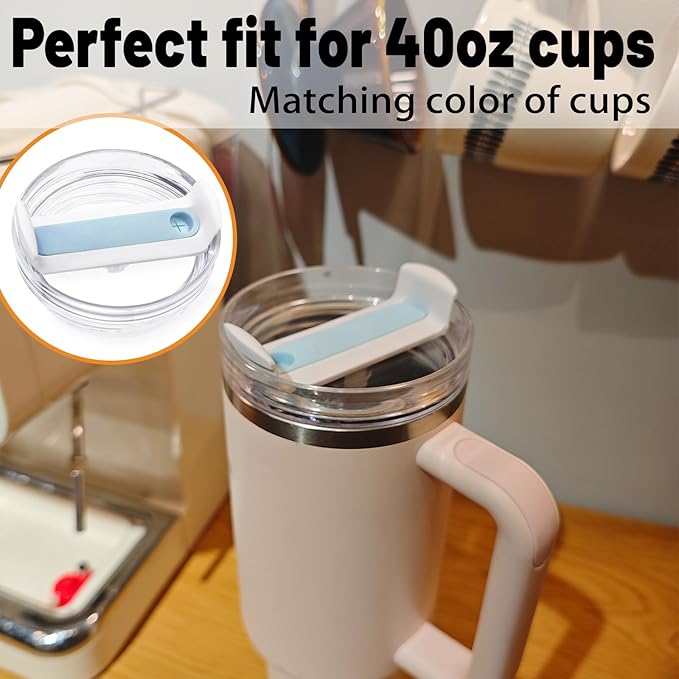40 OZ Tumbler Lid Replacement Fit for Stanley Cup, 2 Pack Clear Replacement Lids Fit for Stanley Travel Tumbler, Spill Proof Tumbler Covers for Stanley Cup Accessories (Clear - Blue)