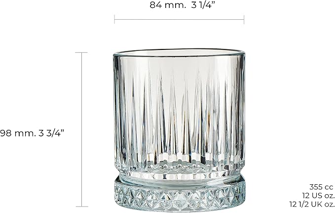 Pasabahce Exclusive Whiskey & Cocktail Glasses Set Of 4 - Premium Old Fashioned Glasses - Premium Scotch, Bourbon, Liquor, Rum Glasses - 11.75 Oz Drinking Glasses - Perfect for Parties, Gifts