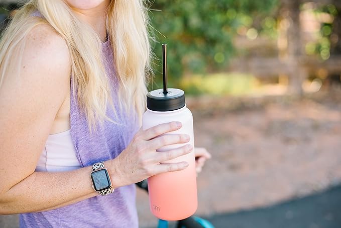 Simple Modern Wide Mouth Lid Leak Proof Straw Chug Handle Flip Fits Summit Water Bottles and Hydro Flask, Tumbler Style, Cherry