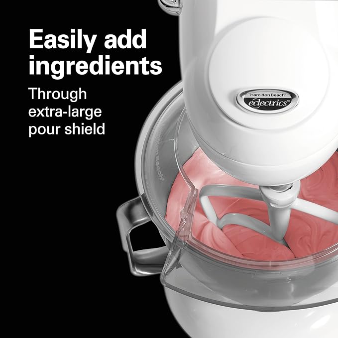 Hamilton Beach All-Metal 12-Speed Electric Stand Mixer, Tilt-Head, 4.5 Quarts, Pouring Shield, Licorice (63227)