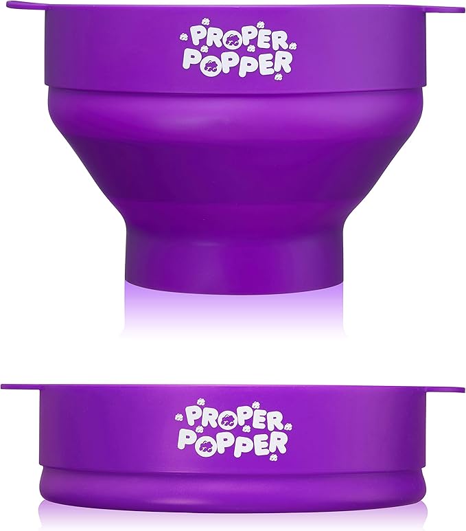 The Original Proper Popper Microwave Popcorn Popper, Silicone Popcorn Maker, Collapsible Bowl BPA Free & Dishwasher Safe - (Purple)
