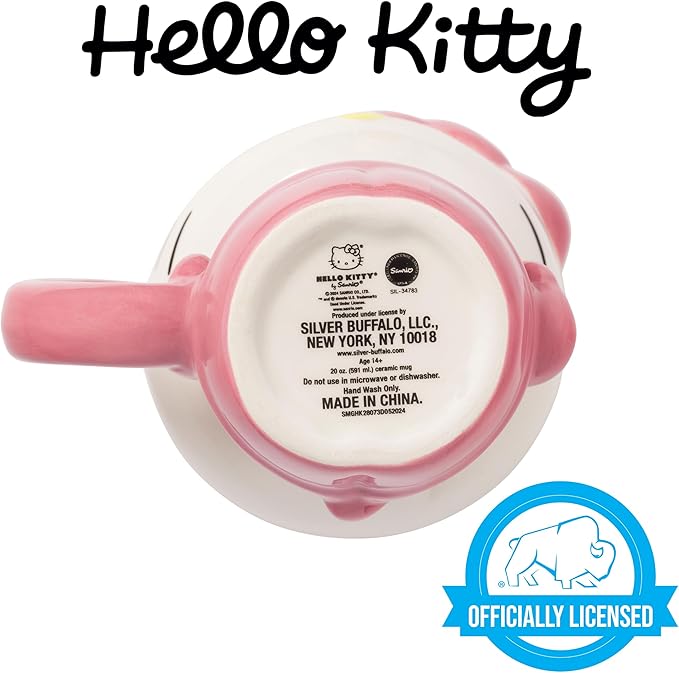 Silver Buffalo Sanrio Hello Kitty Halloween Spooky Pink Skeleton Costume Ceramic 3D Sculpted Mug, 20 Ounces