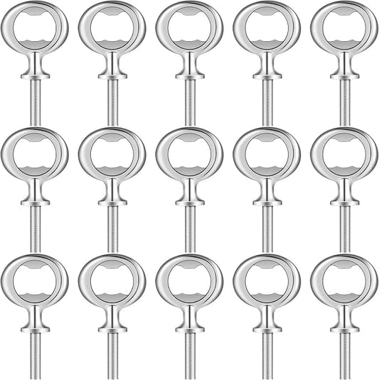 Metal Bottle Opener Kit Blank Bottle Opener Stainless Steel Open Inserts Hardware for Wedding Wine Party DIY Project Craft Wood Turning(Silver,15 Pieces)