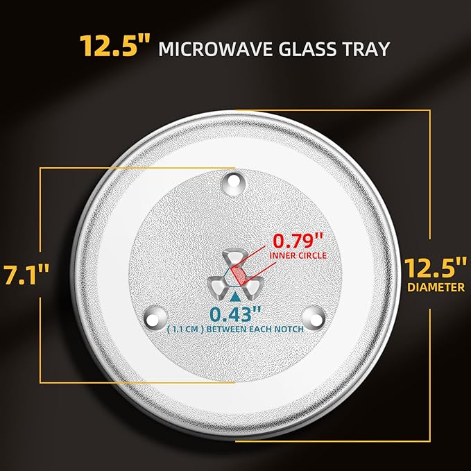 12.5’’ Microwave Glass Tray Compatible with Samsung, GE and Hotpoint - The Exact Replacement Part of WB39X10002/ WB48X10005/ WB49X10069/ WB39X10003 – Dishwasher Safe