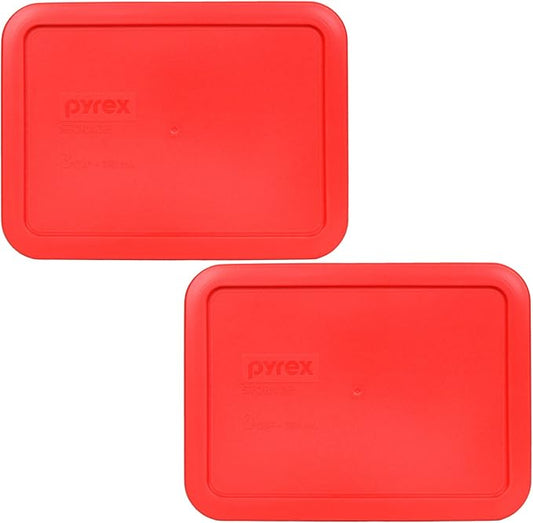 Pyrex 7210-PC 3-Cup Red Food Storage Replacement Lid (2-Pack) - Made in USA
