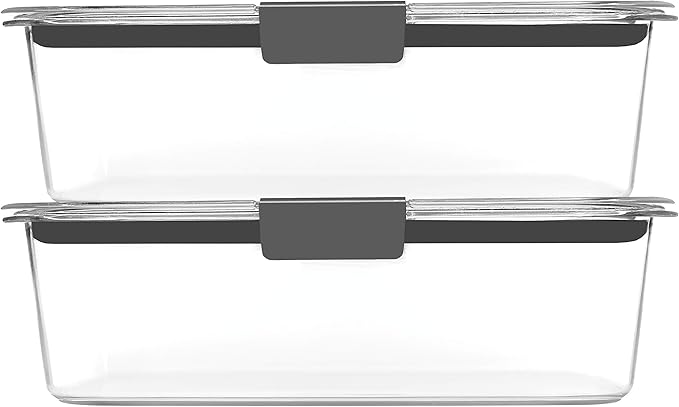 Rubbermaid Brilliance BPA Free Food Storage Containers Bundle with Lids, Set of 2 (9.6 Cup) and Set of 5 (1.3 Cup)