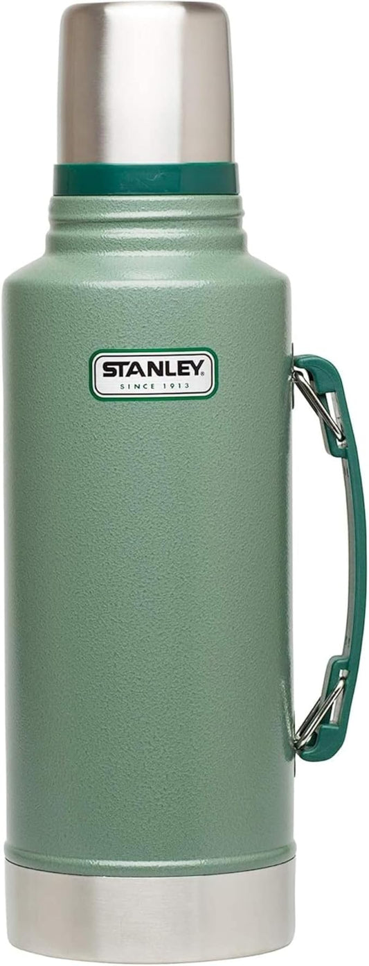 Stanley Heritage Classic Vacuum Bottle with Handle 2.0 qt | Wide Mouth with Leakproof Cup Lid | Keep Drinks Hot Cold for Travel | Insulated Stainless Steel Thermal Bottle | BPA-Free | Hammertone Green