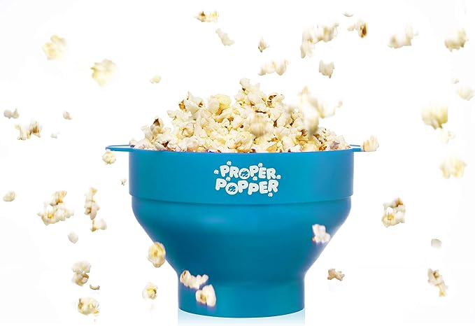 The Original Proper Popper Microwave Popcorn Popper, Silicone Popcorn Maker, Collapsible Bowl BPA Free & Dishwasher Safe - (Turquoise)