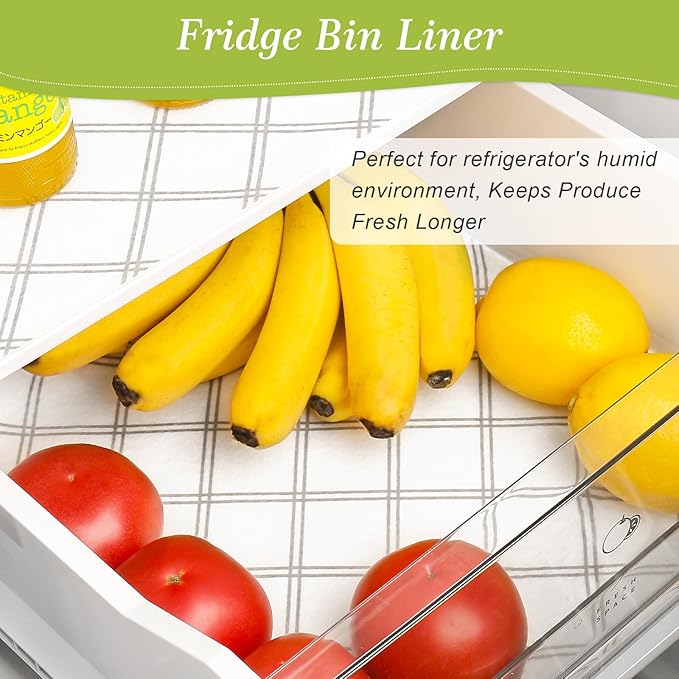 Cooyes 6pcs 12" x 24" Refrigerator Drawer Liners, Fridge Organizers and Storage, Washable Absorbent Fridge Bin Liners, Refrigerator Shelf Mats Air Circulating Non-Slip Non-Adhesive