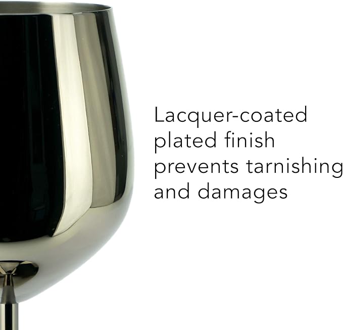 PG Set of 4 Stainless Steel Wine Glasses - 18.5oz Black Unbreakable Stem Metal Wine Goblets