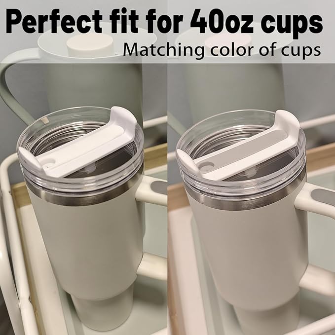 40 OZ Tumbler Lid Replacement Fit for Stanley Cup, 2 Pack Clear Replacement Lids Fit for Stanley Travel Tumbler, Spill Proof Tumbler Covers for Stanley Cup Accessories (White+Frost)