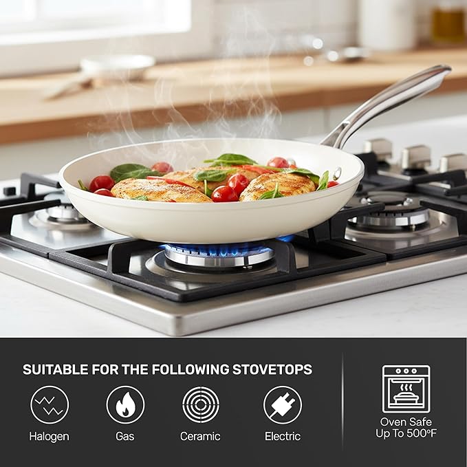 GOTHAM STEEL 20 Pc Ceramic Cookware Set Nonstick, Ceramic Pots and Pans Set Non Stick for Kitchen with Bakeware, Cooking Utensils & Steamer, Non Toxic PFOA PFOS Free, Oven & Dishwasher Safe