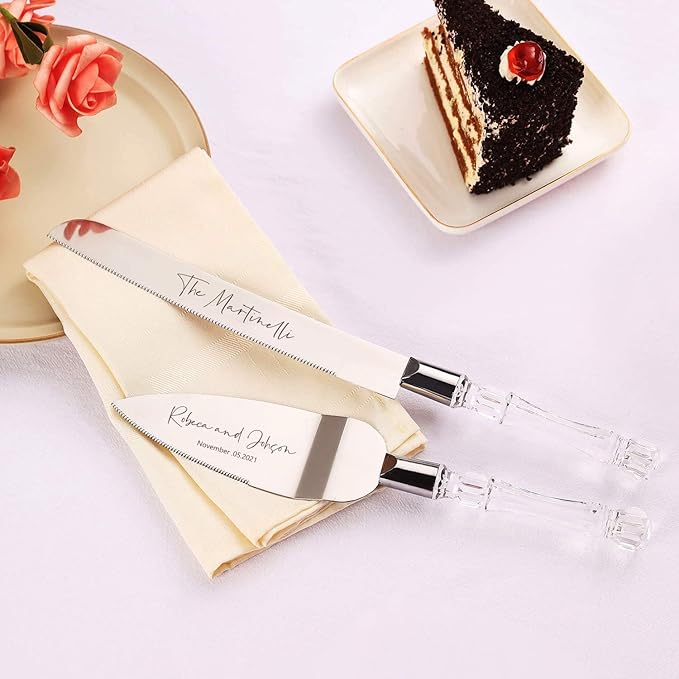 AW BRIDAL Personalized Wedding Cake Knife, Silver Cake Cutting Set Bridal and Groom Cake Knife Set for Wedding, Birthdays, Anniversary//DK2201CPP23//