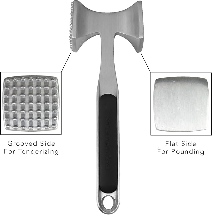 KitchenAid Gourmet Multi Sided Meat Tenderizer for Pounding Meats, Nuts, Shellfish, ect, Hang Hole for Easy Storage, Hand Wash, One Size, Black (Pack of 12)