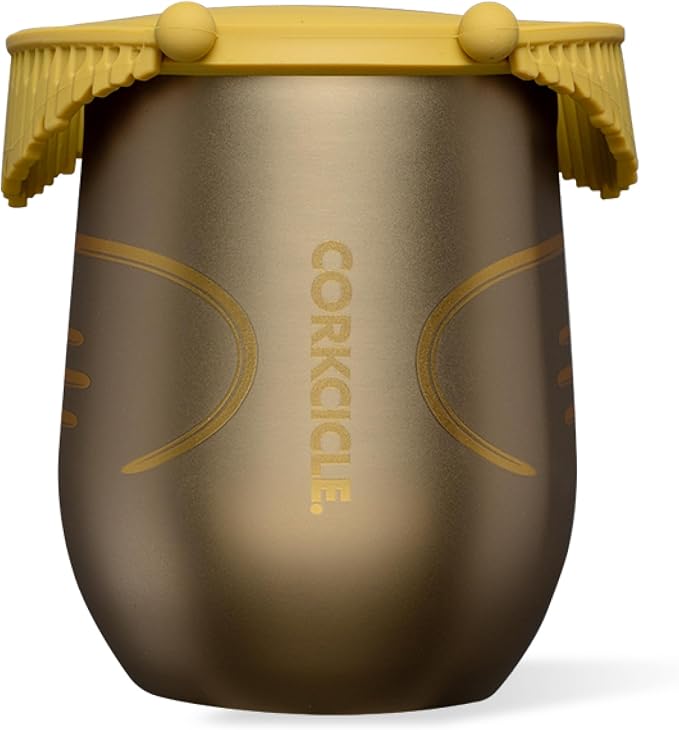 Corkcicle Stemless Insulated Wine Glass Tumbler - Keeps Beverages Cold 6 Hours & Hot 3 Hours - Stainless Steel - Easy-Grip - Summer Drinkware Gift - Keeps Drinks Ice Cold - 12 oz - Golden Snitch