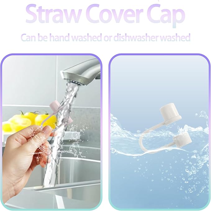 Straw Covers Cap Compatible with Stanley Cup 30-40 oz Tumbler with Handle Reusable Silicone Straw Toppers 10mm Lid Cover for Stanley Cup Accessories （8 Colors）