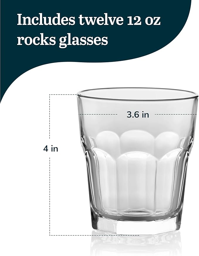 Libbey Gibraltar Rocks Glasses, Set of 12, 12 oz (5243)