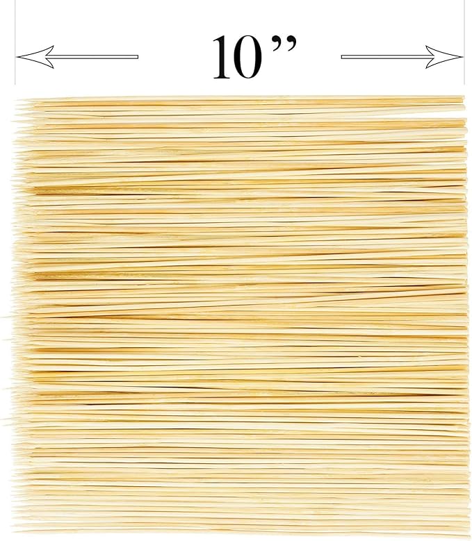 DecorRack 10" Natural Bamboo Skewers Sticks, 400 Wood Skewers for Grilling, BBQ, Kabob, Appetizers, Fruits, Smores, Cocktail, Brunch, Fondue Sticks, Barbeque, DIY Crafting, 10 inch (400 pack)
