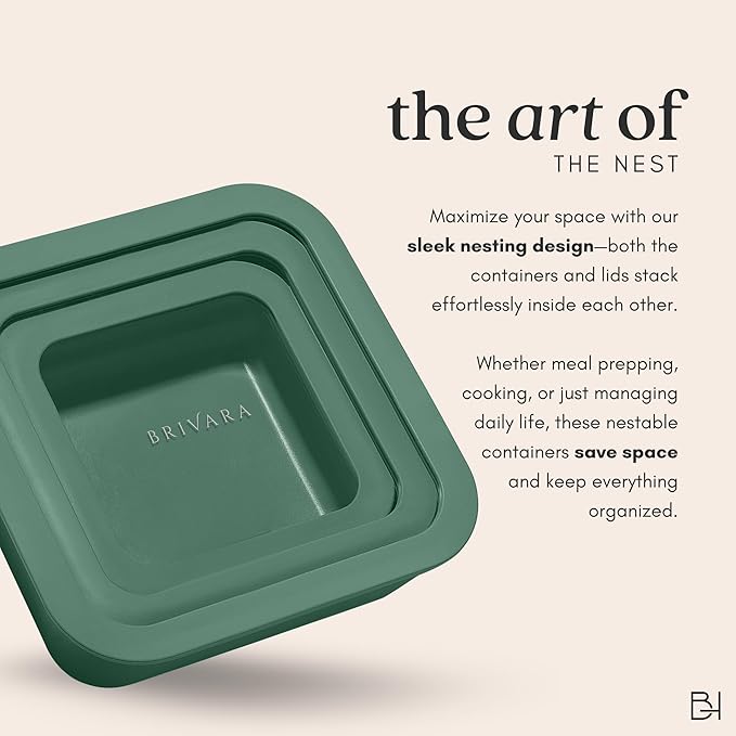 Ceramic Coated Glass Food Storage Container | No PTFE, PFOA, PFAS, and BPA | Reusable Non Toxic Meal Prep Container with Glass Lid | Easy To Store | 11 Cup Rectangle [Pine]