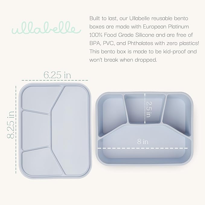 Ullabelle Leak Proof Bento Box Food-Grade Silicone Bento, BPA, Phthalate, Lead, & PVC Free - Bento Lunch Box for Daycare, Kids, & Adults - Leak Resistant Sets With Lids Snack Box Container (Pink 4)