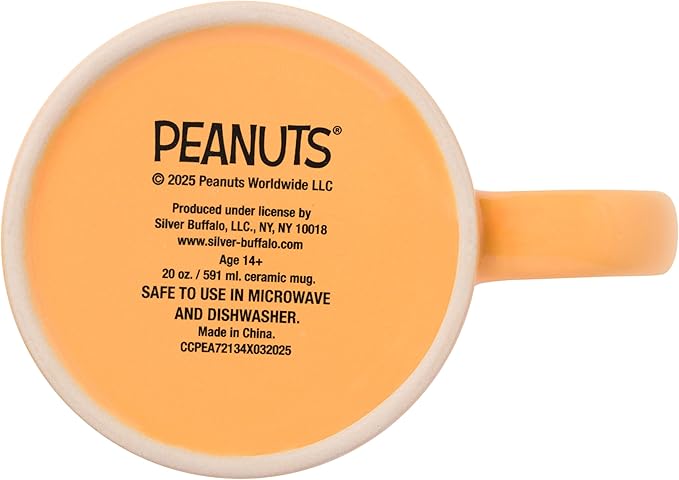 Silver Buffalo Peanuts Halloween Featuring Snoopy and Woodstock in Mummy Costume Wax Resist Ceramic Mug, 20 Ounces