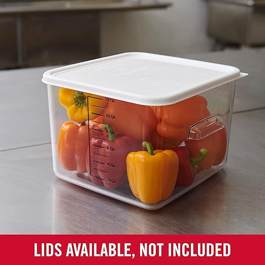 Rubbermaid Commercial Products Space Saving Square Food Storage Container 12 Quart Clear for Kitchen/Sous Vide/Meal Prep