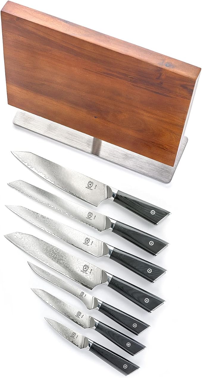 Mercer Culinary Premium Grade Super Steel 8-Piece Knife Set with Magnetic Stand, G10 Handles