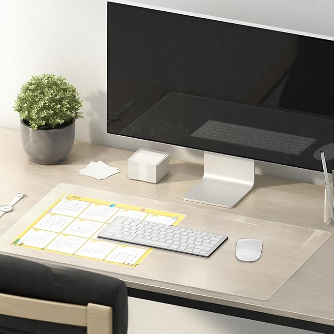 12 x 72 Inch Clear Table Cover Protector, Clear Desk Mat, Transparent Table Protector, 1.5mm Plastic Table Cover, Vinyl Table Protector, Desk Mats on Top of Desks